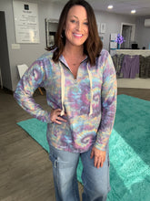 Load image into Gallery viewer, Brushed Circular Tie Dye Print Terry Hoodie

