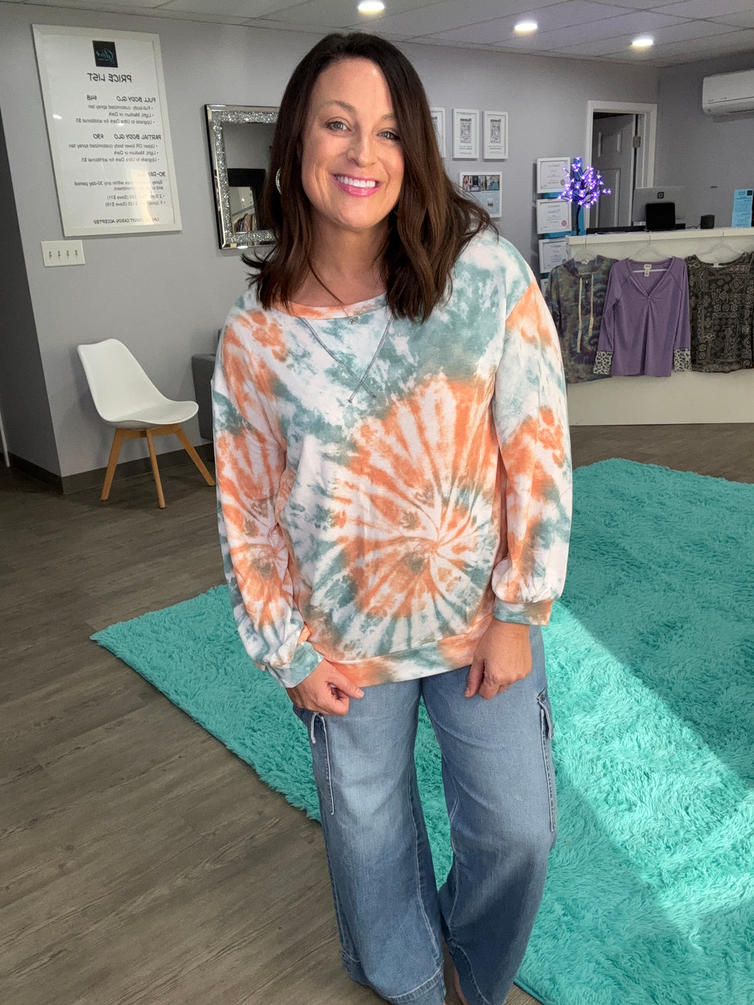 Tie Dye Print French Terry Pull Over