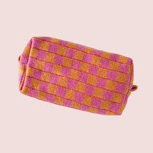 Load image into Gallery viewer, Checker Check Make Up Zipper Travel Cosmetic Bag
