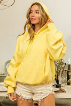 Load image into Gallery viewer, Ruched Sleeve Vintage Washed Fleece Hoodie
