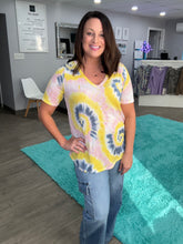 Load image into Gallery viewer, Tie Dye Terry V-Neck Top
