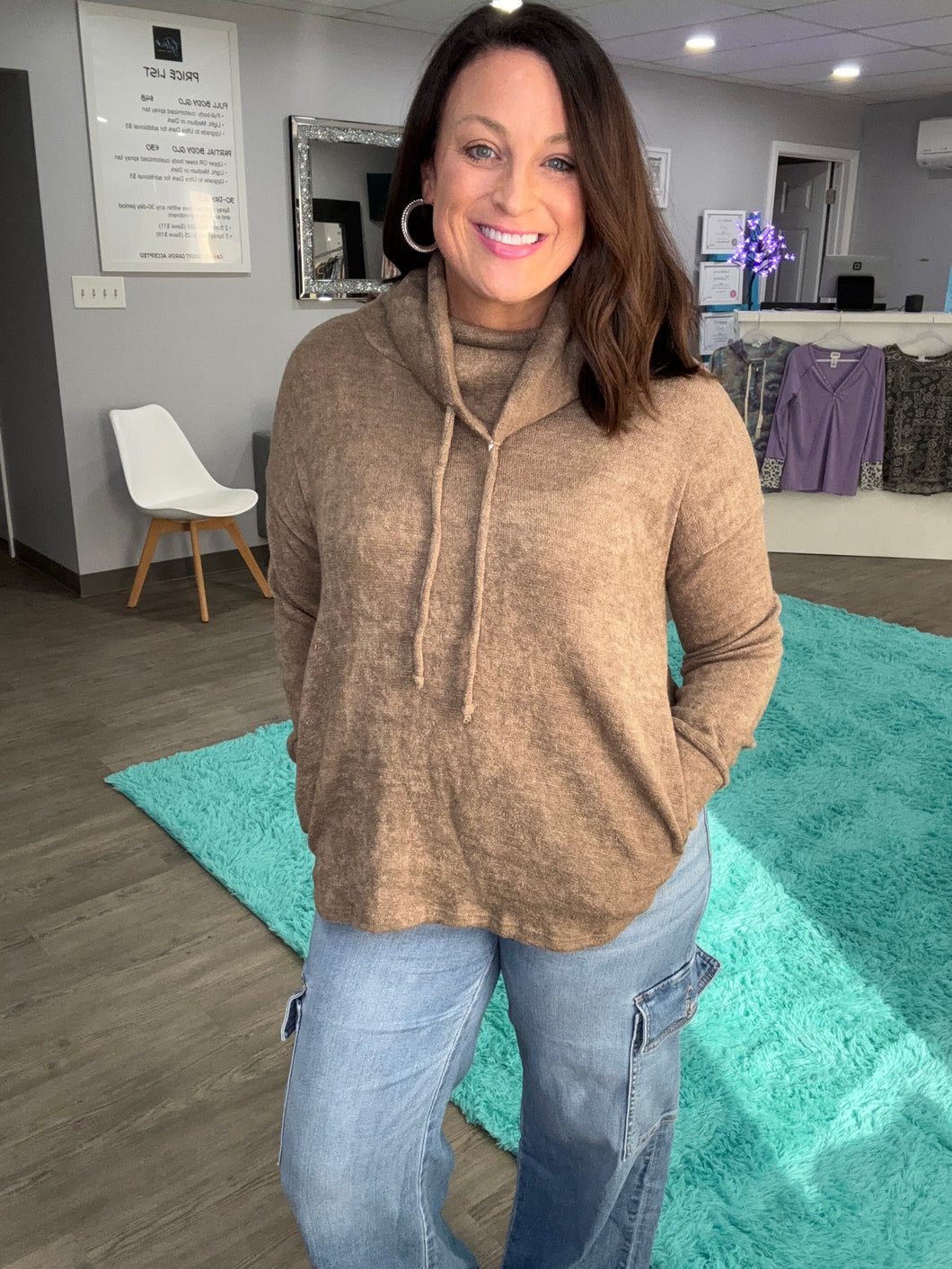 Turtle Neck Thumb Opening Top