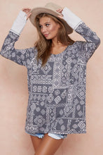 Load image into Gallery viewer, Aztec Print French Terry Top
